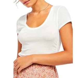 Free People Cotton Blend White Sonnet Tee